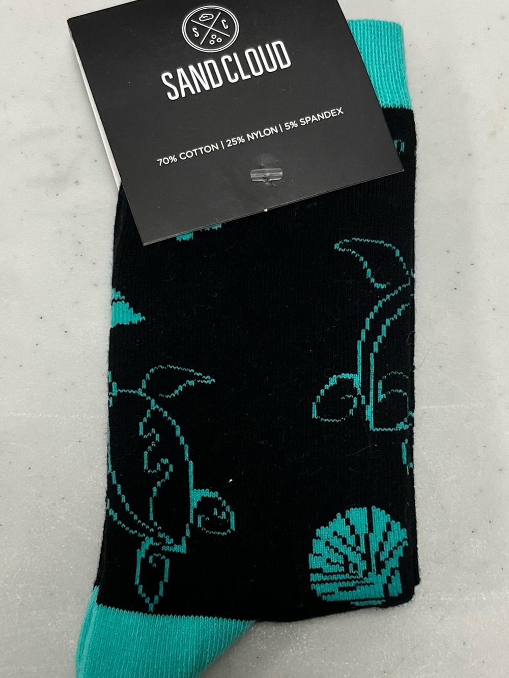 Woman’s Black & Teal Patterned Socks